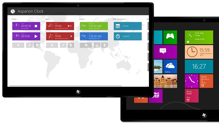 Asparion Clock (Live tile, alarm, timer)