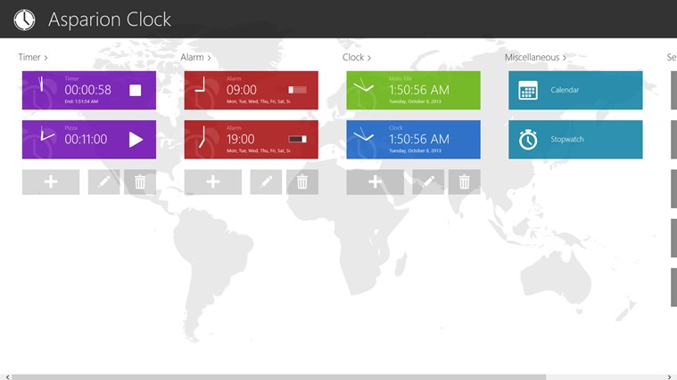 Asparion Clock (Live tile, alarm, timer)